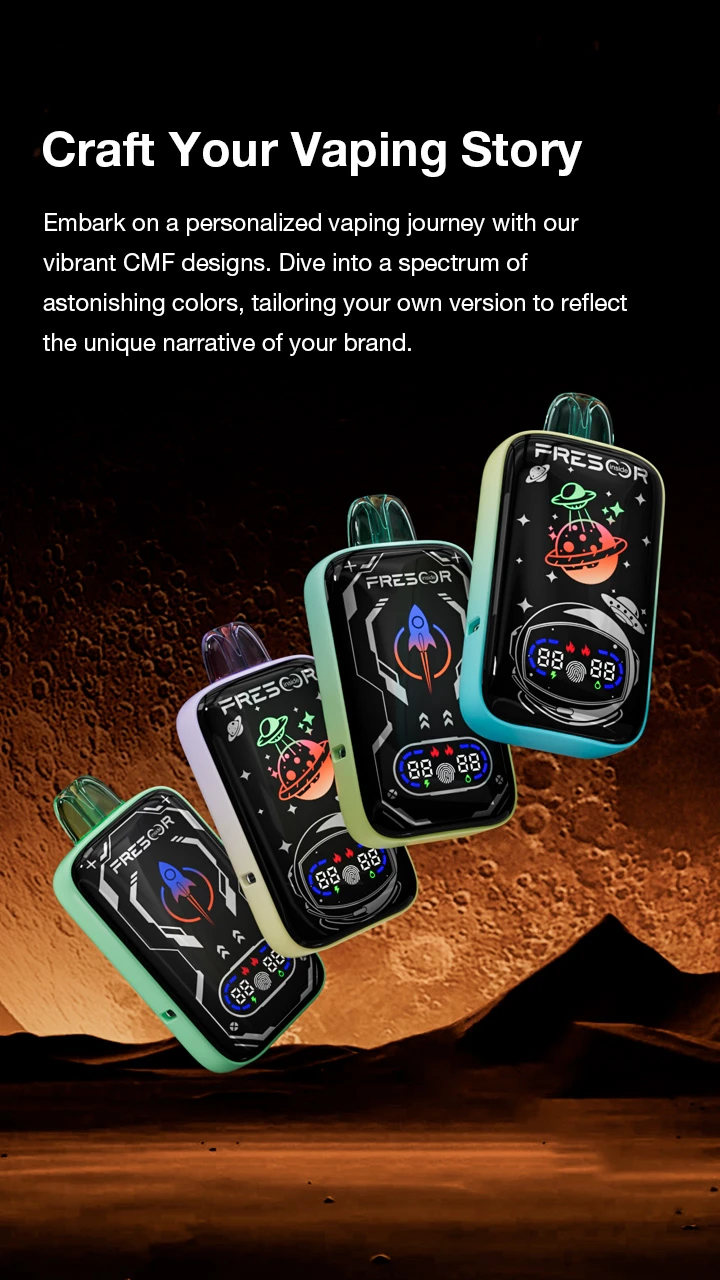 Craft Your Vaping Story Embark on a personalized vaping journey with our vibrant CMF designs. Dive into a spectrum of astonishing colors, tailoring your own version to reflect the unique narrative of your brand.