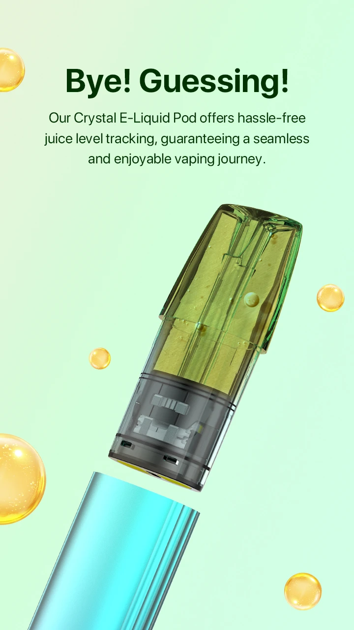 Bye! Guessing! Our Crystal E-Liquid Pod offers hassle-free juice level tracking, guaranteeing a seamless and enjoyable vaping journey