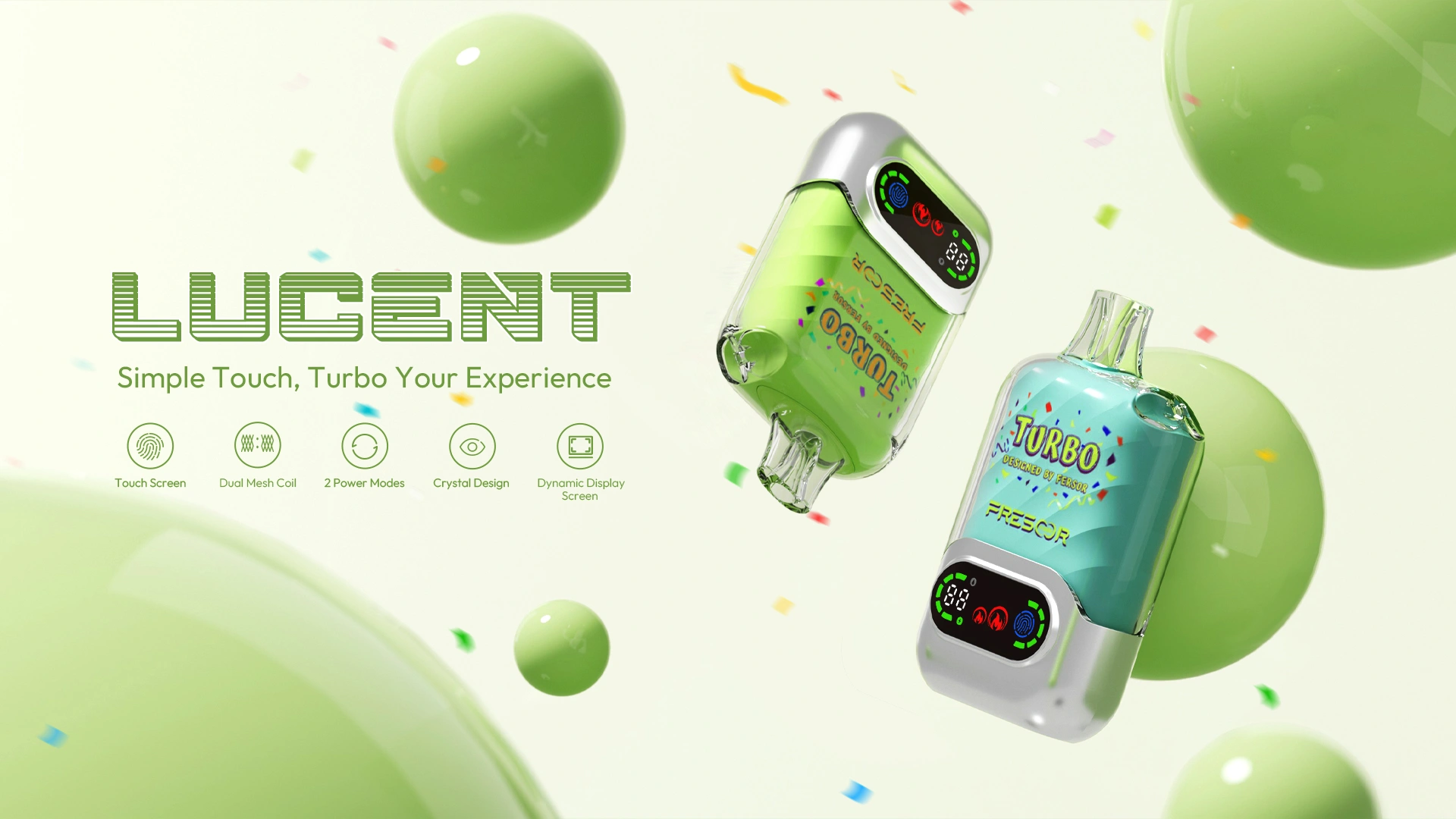 LUCENT Simple Touch, Turbo Your Experience Touch Screen Dual Mesh Coil 2 Power Modes Crystal Design Dynamic Display Screen