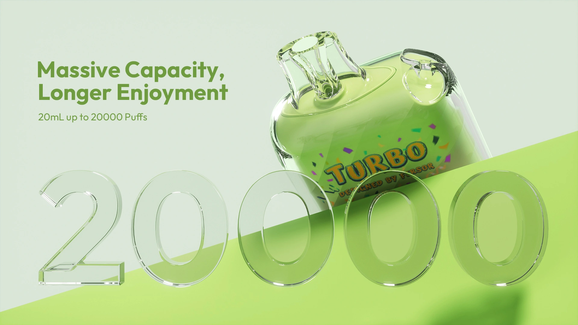 Massive Capacity, Longer Enjoyment 20mL up to 20000 Puffs